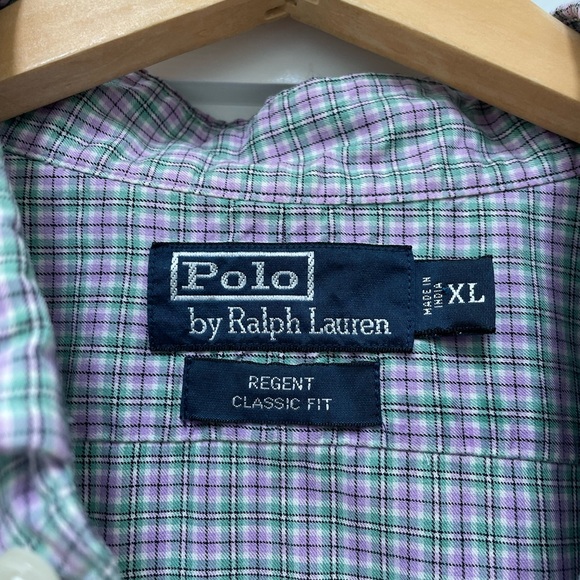 TWO Ralph Lauren XL long sleeve cotton button down dress shirts chambray check - Picture 4 of 13